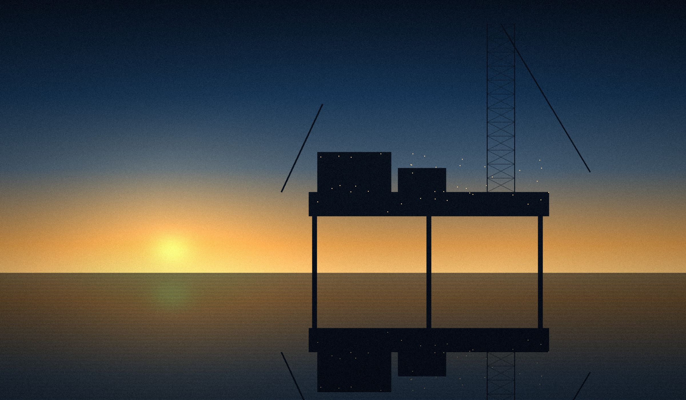 Offshore platform at dusk